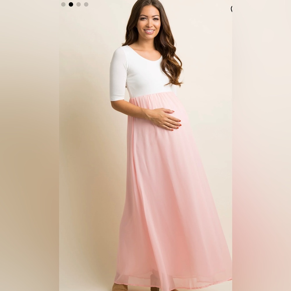 PinkBlush Petite Light Pink Chiffon WORN ONCE , GREAT CONDITION